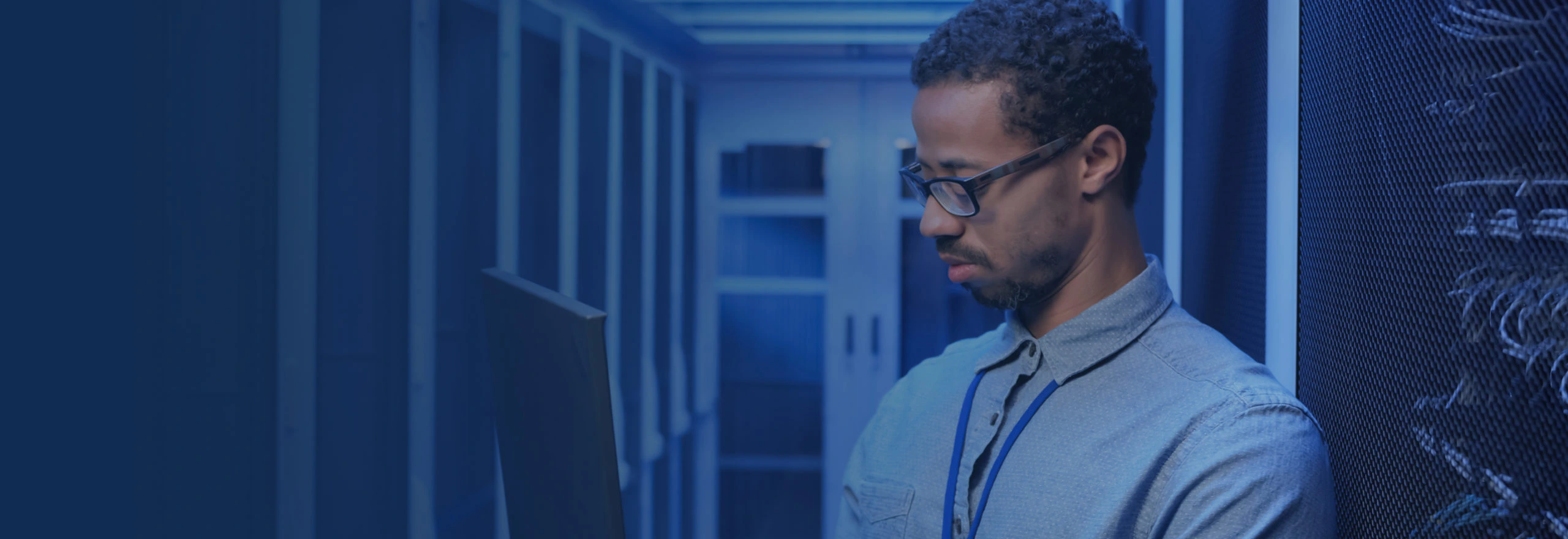 man providing colocation remote hands service